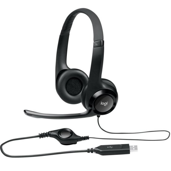 Headset Logitech H390 �udio Digital em Couro USB Preto - 981-000014