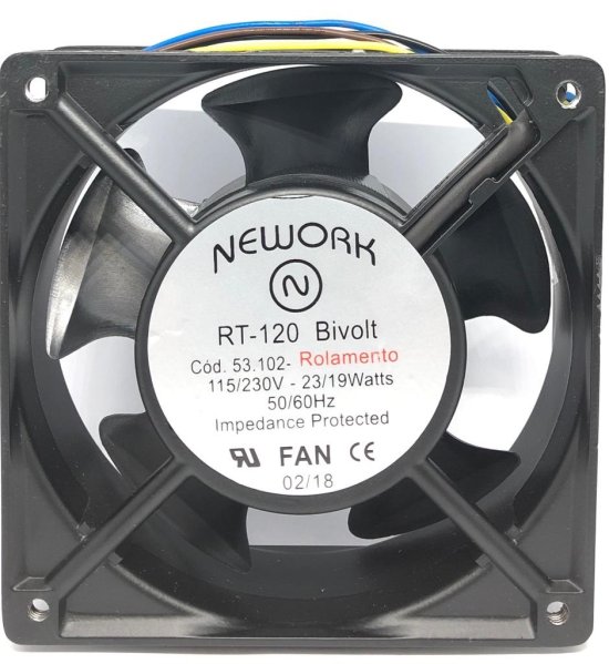 Ventoinha Cooler RT-120 Bivolt 115/230VDC Rolamento 53.102 - 120X120X38MM