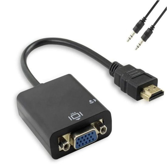 Cabo Adaptador e Conversor HDMI para VGA c/ �udio P2