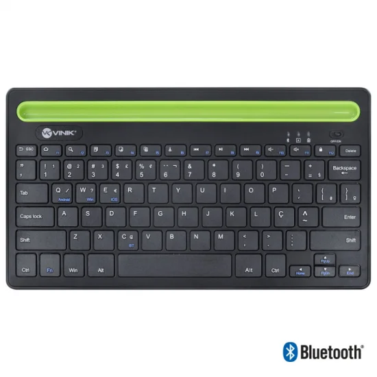 Teclado Bluetooth 3.0 2.4 GHZ Dynamic Smart ABNT Com Suporte Para Tablet Ou Celular - Preto - DT200