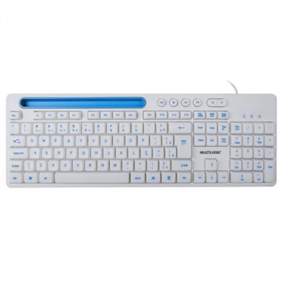 Teclado Multimdia Office Usb Branco Com Apoio Para SMARTPHONE TC263