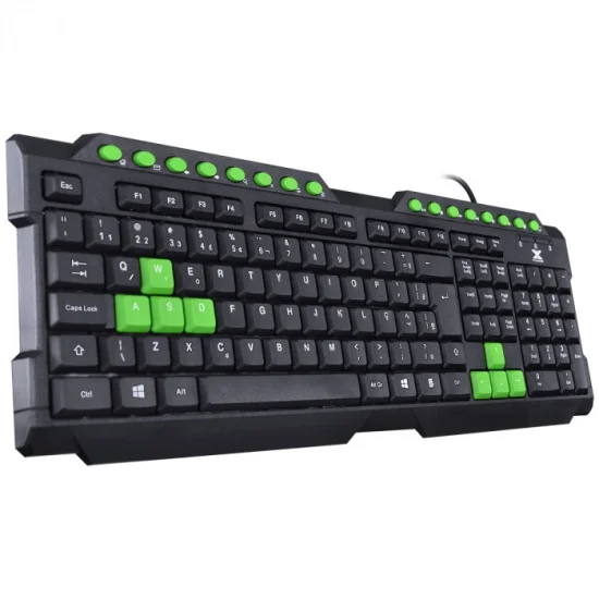 Teclado Usb Gamer VX GAMING DRAGON V2 ABNT2 1.8M Preto Com Verde - GT104