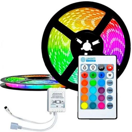 Fita de Led RGB 5M Com Controle Remoto Lux Power - 3528RGB c/ Fonte