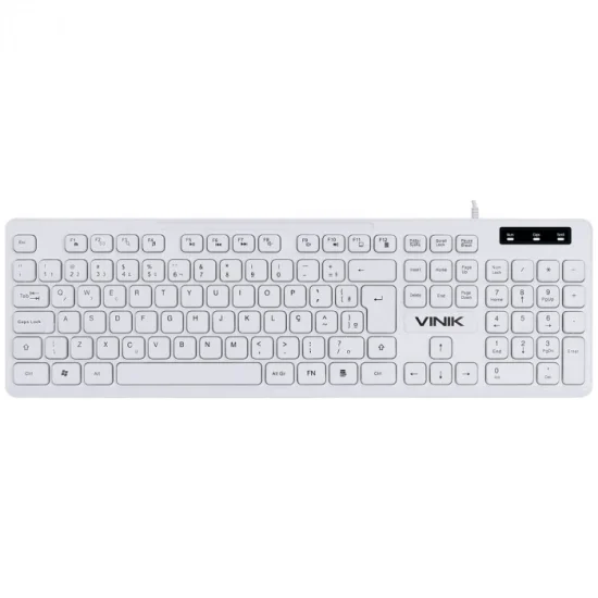 Teclado Chocolate Slim Multimdia Vinik, ABNT2, USB, Branco - TCB200
