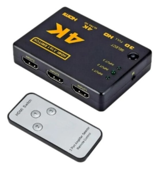 Adaptador Switch 4k HDMI 3 Entradas / 1 Sa�da Com Controle Remoto Exbom - 02833