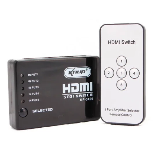 Adaptadores Mini Switch HDMI 5 Portas Distribuidor Splitter Video 1080 Full 3D - KP-3460
