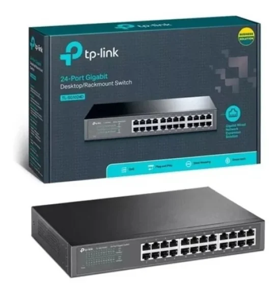Switch De 24 Portas GIGABIT TP-LINK De Mesa Ou Montvel Em Rack - TL-SG1024D