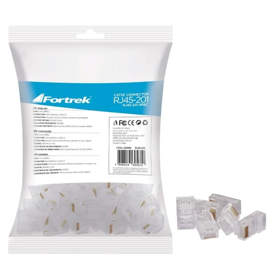 Conector Macho Cat5e Rj45-201 Fortrek 100 Unidades
