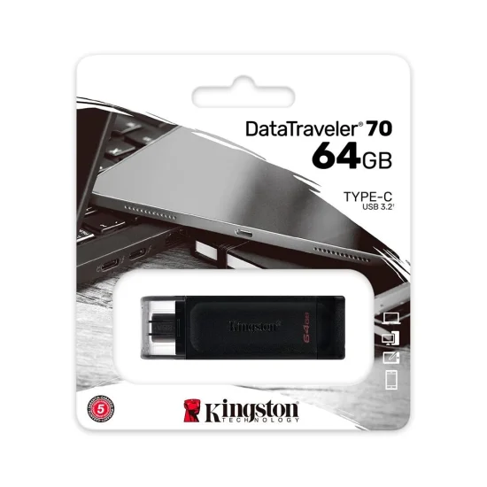Pen Drive Kingston DataTraveler 70, 64GB, USB-C - DT70/64GB