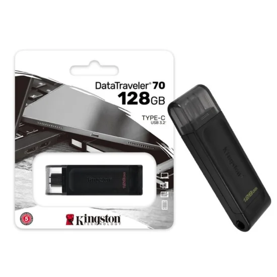 Pen Drive USB 3.2 Kingston DT70, 128gb, Datatraveler 70, USB-C 3.2, Gen 1