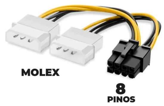 Adaptador Conversor 2 Molex P/ 8 Pinos Pcie