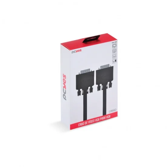 Cabo De Video VGA 15 Pinos Macho Para VGA 15 Pinos Macho 28AWG Puro Cobre 5 Metros - PVM15-5