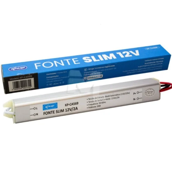 Fonte de Alimentao Slim 12V 2A Multiuso Bivolt KNUP - KP-CA569