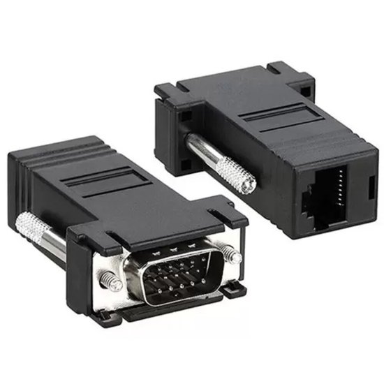 Par Extensores de Cabo VGA via RJ45 at� 30 Metros - VGA MACHO X RJ45 F�mea - KA-1121