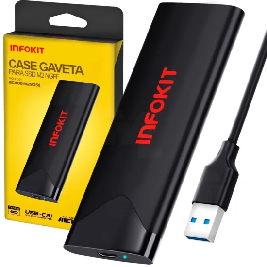 Case SSD M.2 NVGFF 5Gbps Usb Tipo C Usb 3.1 INFOKIT - ECASE-M2NG50