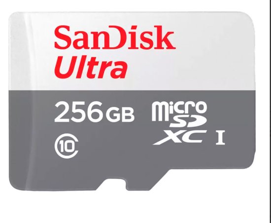 Cart�o de Mem�ria SanDisk Micro SD Ultra, 256GB Classe 10, com Adaptador - SDSQUNR-256G-GN6TA