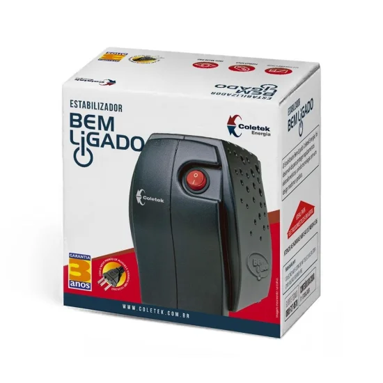 Estabilizador Coletek ES-300VA, 115V, 4 Tomadas, Preto - ES-300VA-M