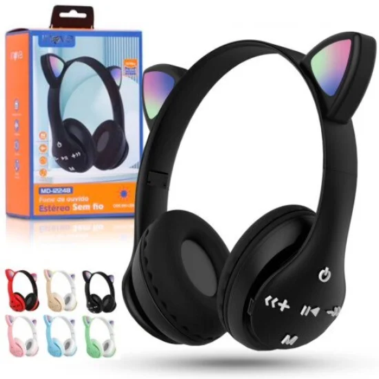 Headphone Bluetooth sem Fio Orelha de Gatinho INOVA - MD-12248