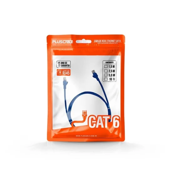 Cabo de Rede Patch Cord CAT.6 Plus Cable,2.5m, Azul - PC-ETH6U25BL