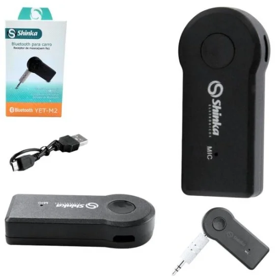 Receptor Bluetooth Para Carro Com Sada P2 Auxiliar para Veiculo YET-M2 SHINKA
