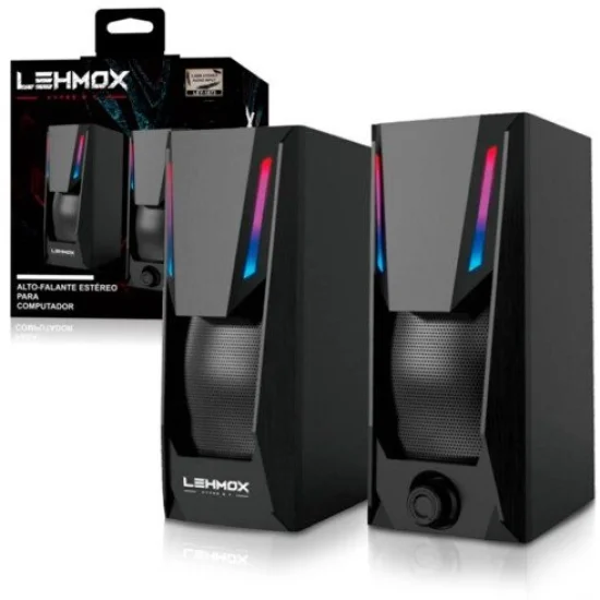 Caixa de Som Gamer para PC USB com Iluminao Led RGB LEHMOX - LEY-1873