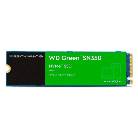 SSD WD Green 1TB SN350, M.2 2280, PCIe, NVMe, Leitura: 2400MB/s e Gravao:1850MB/s, Verde - WDS100T2G0C