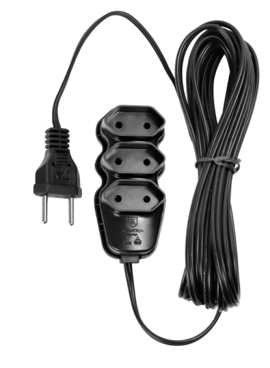 Extens�o El�trica 3 Tomadas Pl 2X0,75 5M Preta