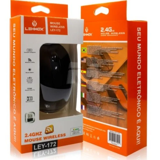 Mouse Sem fio Wireless 2.4Ghz Receptor Usb Lehmox - LEY-172