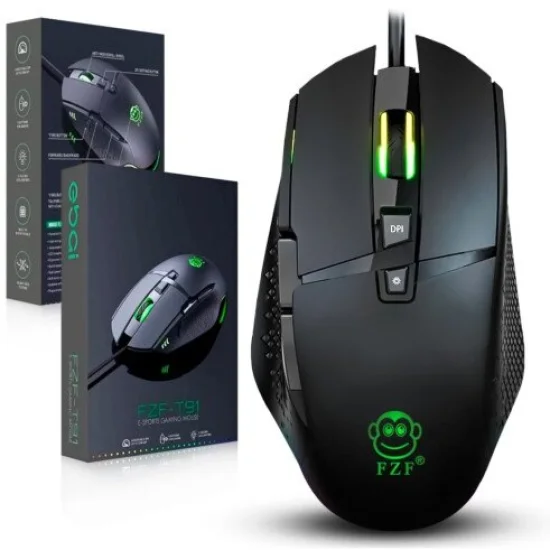 Mouse Gamer USB com Fio 8 Botes e Iluminao Led - FZF-T91