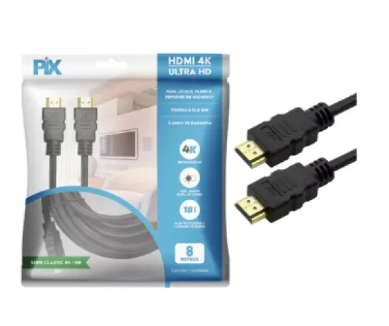 Cabo Hdmi 8 Metros 2.0 4k 19 Pinos Pix 018-2228