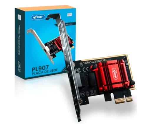 Placa de Rede para PC PCI Express RJ45 10/100/1000/2500 Mbps KNUP - KP-PL907
