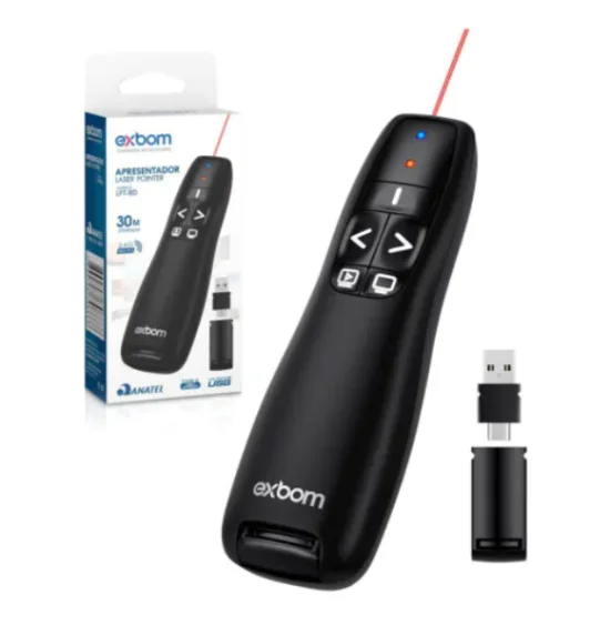 Apresentador Sem Fio 2.4GHz PowerPoint PPT Suporte Android - LPT-8D