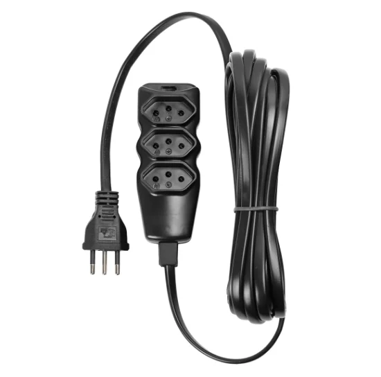 Extenso Eletrca 3 Tomadas PP Plano 3X0,75 5M 3P Preta
