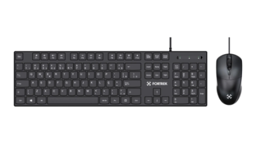 Kit Mouse e Teclado Fortrek C13 Office USB ABNT2 Preto