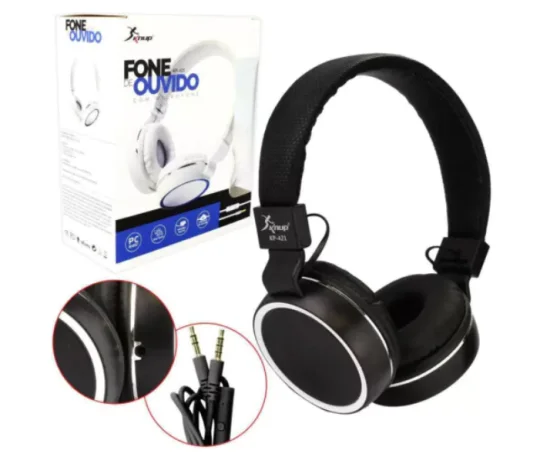 Headphone com Microfone e Fio conexo P3 Knup - KP-421