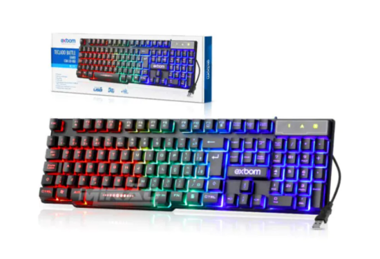 Teclado Gamer com Ilumina��o RGB Padr�o ABNT2 Exbom - BK-151C