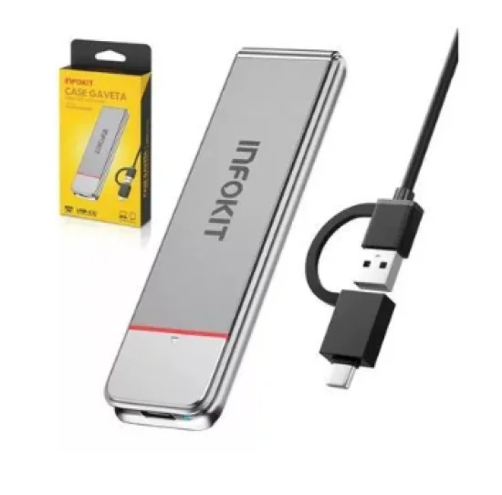 Case SSD Infokit Adaptador Sata PCi M2 Nvme Nv1 Nv2 Usb 3.1 Type-c 10gb