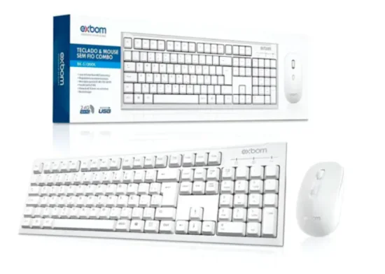 Kit Teclado e Mouse sem Fio 2.4GHz multimdia ABNT2 - BK-S1000K Branco