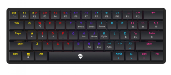 Teclado Mec�nico Gamer Ninja Black Thorne, Switch Red Low Profile, ABNT2, 60%, Black, GN-KB-BTRD60BRUAB