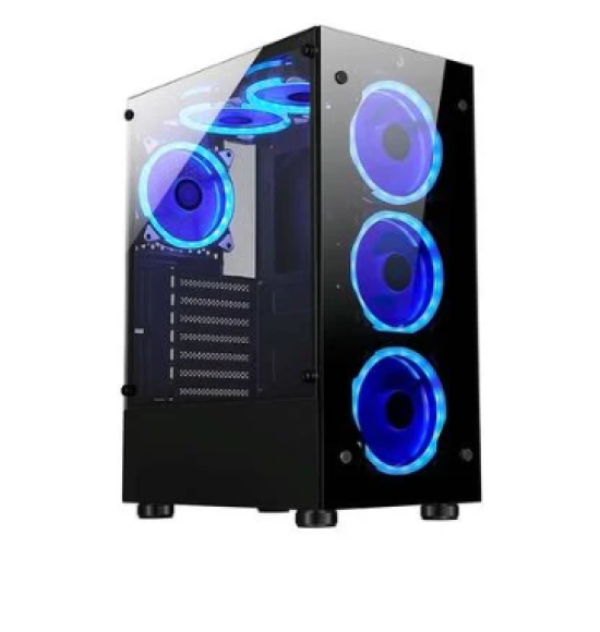 Gabinete Gamer Rise Mode Glass 06X, Mid Tower, ATX, Lateral em Vidro Fum� e Frontal em Vidro Temperado, Preto - RM-CA-06X-FB