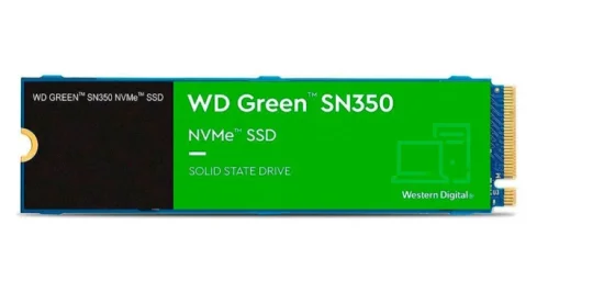SSD WD Green SN350, 1TB, M.2 2280, PCIe, NVMe, Leitura: 2400MB/s e Gravao:1850MB/s, Verde - WDS100T2G0C