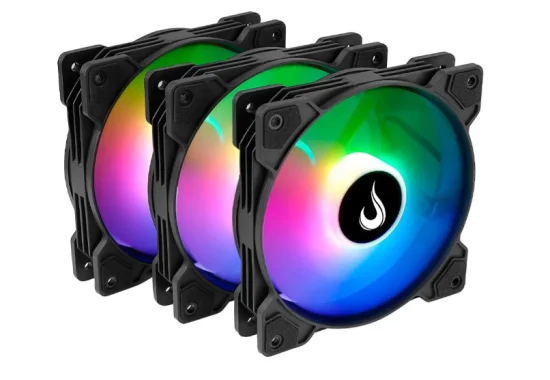 Kit com 3 Ventoinhas Rise Mode X, 120mm, Led ARGB, Preto - RM-XLD-01-ARGB