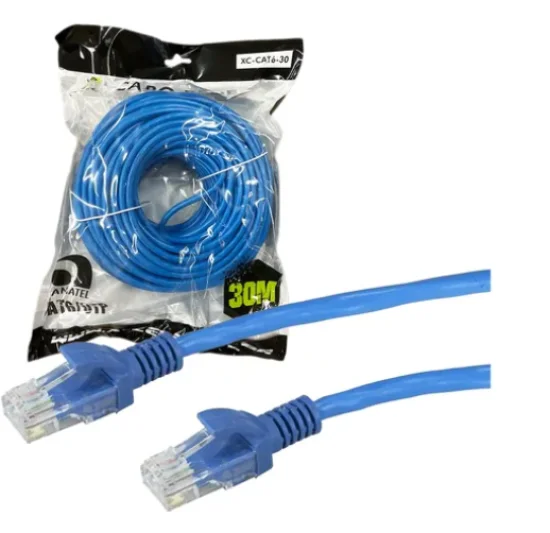 Cabo De Rede Patch Cord Cat6 X-Cell, Utp Cca/Cftv 23awg, Rj45, 30M, Azul - Xc-Cat6-30