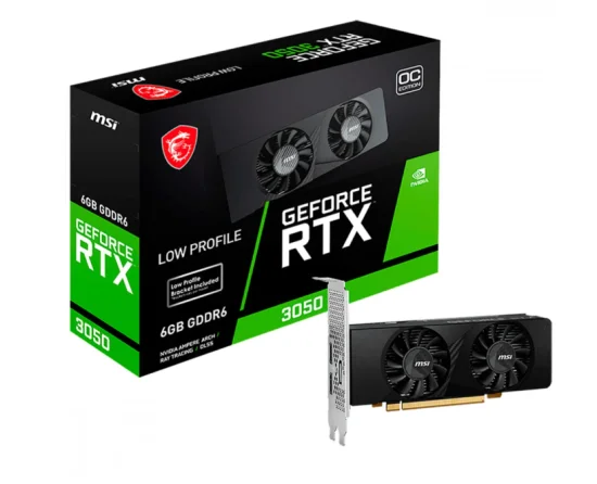 Placa De Vdeo RTX 3050 Msi Geforce, Low Profile, 6GB, GDDR6, 96 Bits - 912-V812-023