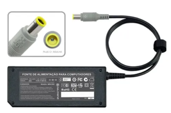 Fonte Carregador Para Notebook Lenovo 20v 3.25a Plug 7.9mm x 5.5mm