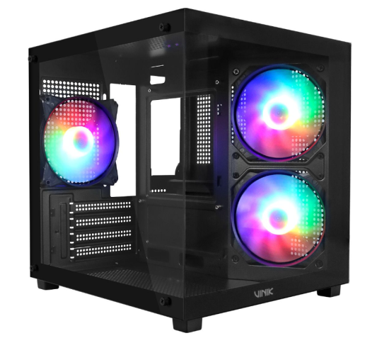 Gabinete Gamer Vinik G-Cube Preto Vidro Temperado C/ 3 Fans - GGGCVBK