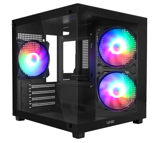 Gabinete Gamer Vinik G-Cube Preto Vidro Temperado C/ 3 Fans - GGGCVBK