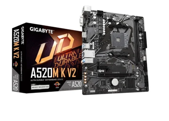 Placa-Me Gigabyte A520M K V2 Rev. 1.0, AMD, Micro ATX, DDR4, Preto - A520M K V2
