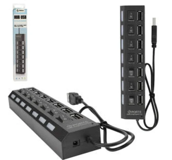 Hub USB 2.0 Com 7 Portas Liga E Desliga At 500GB SHINKA HUB-7P