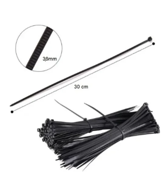 Abraadeira Nylon Preta Gbals 3,6 X 300mm 100 unidades Cor Preto
